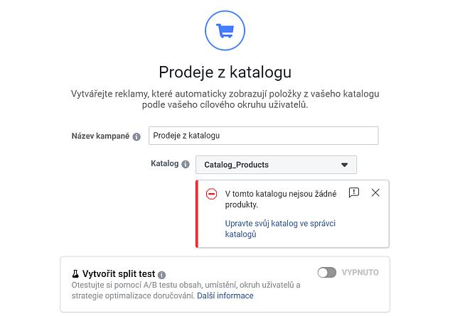 Facebook - prodej z katalogu