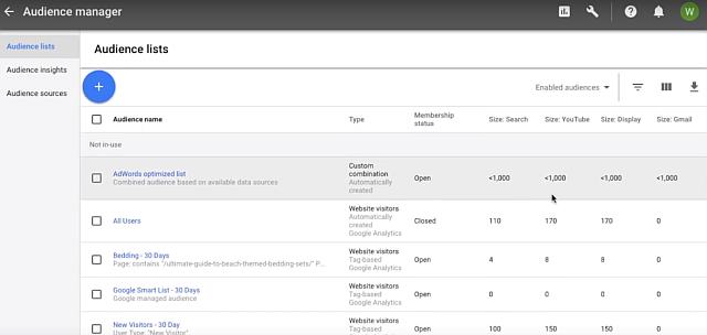 Google Ads audience manager