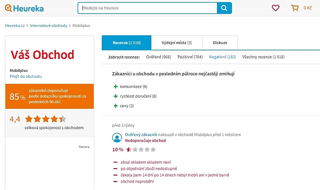 Negativní uživatelské recenze