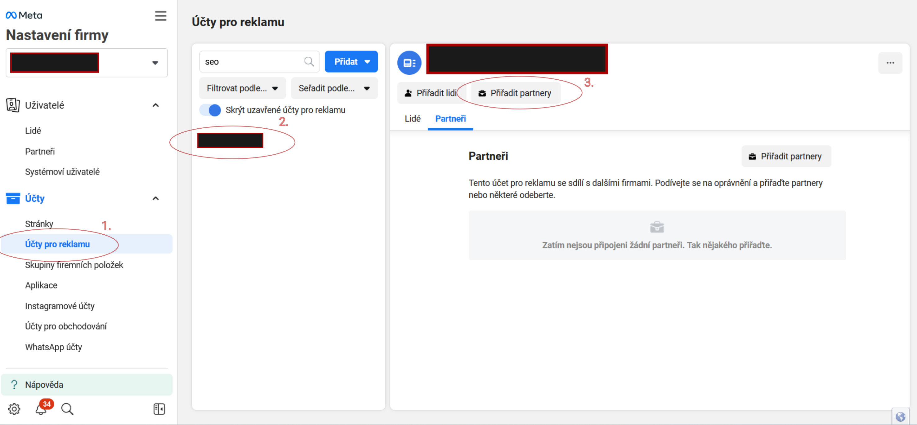 Nasdílení Facebook Business Manageru