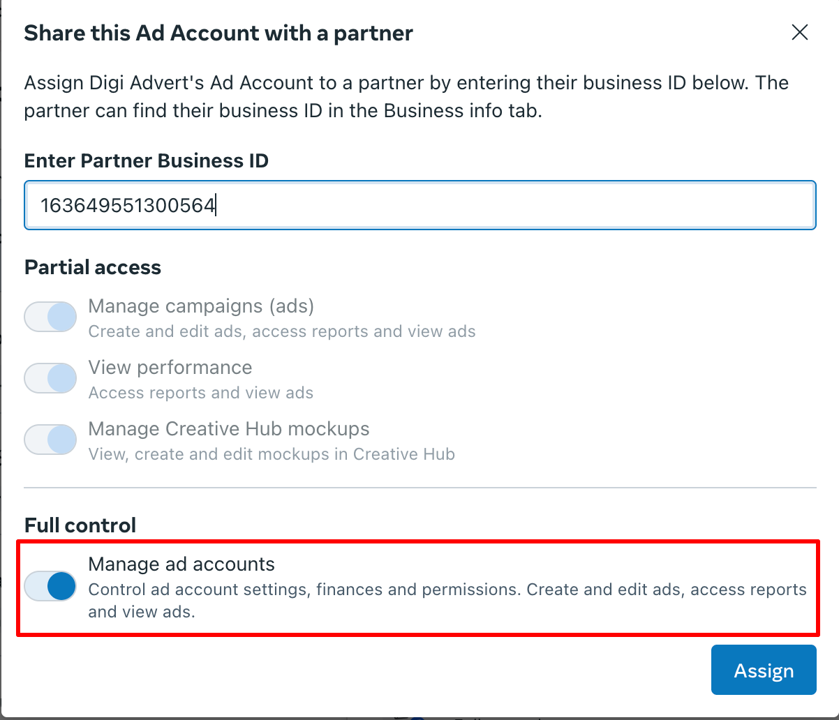 Sharing Meta (FB) Business Manager