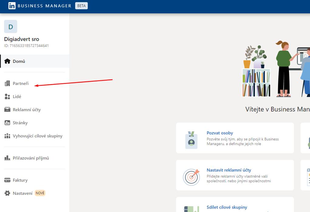 Linkedin přidat partnera