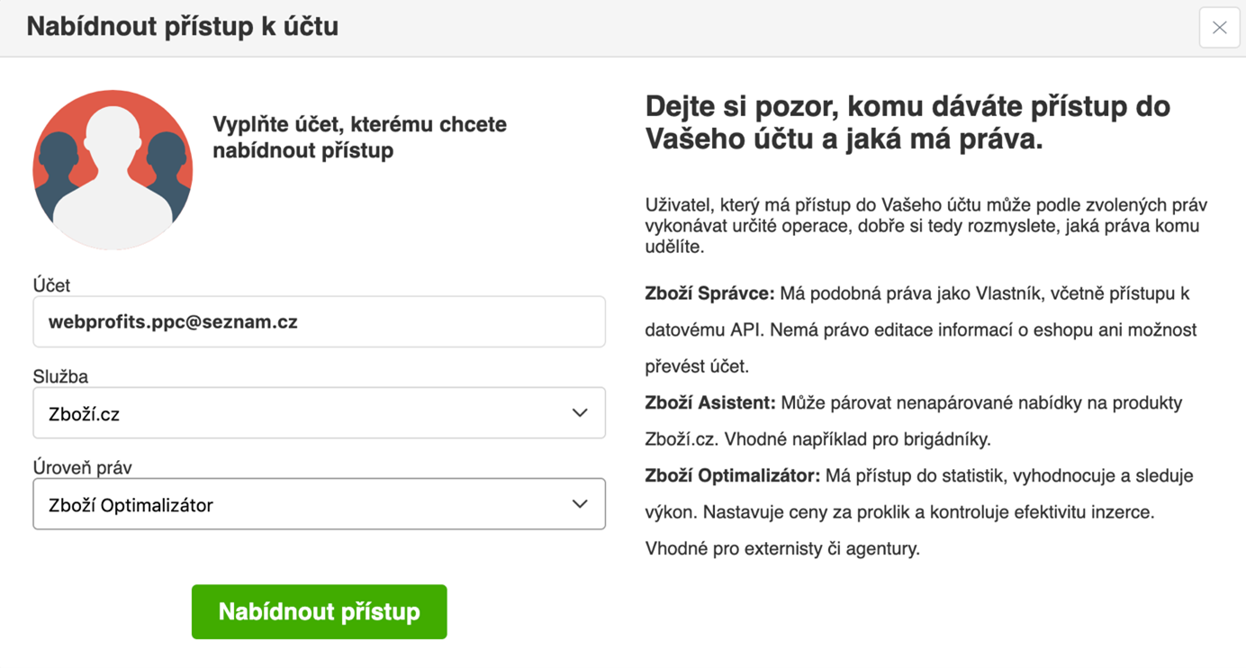 nabídnout přístup