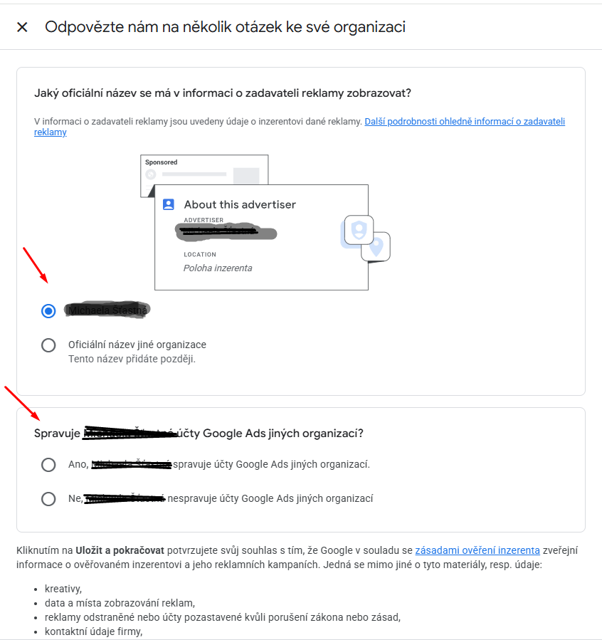 Ověření inzerenta Google Ads 5