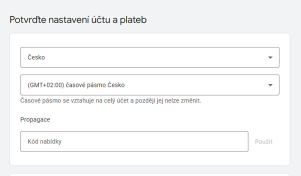 Přidání karty Google Ads 1