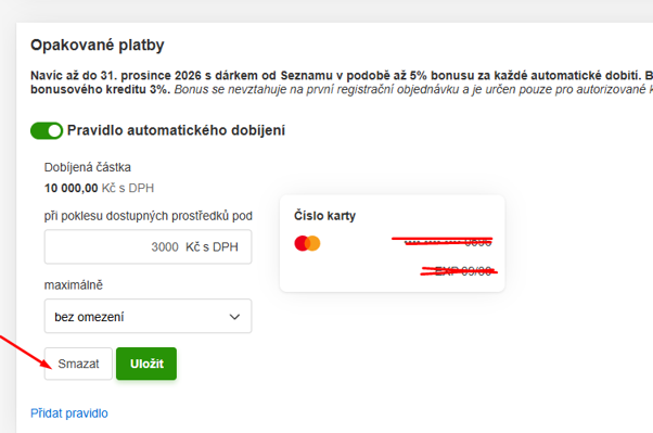 Sklik výměna karty 2