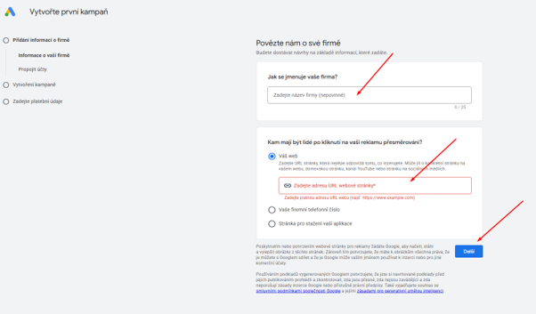 Založení účtu Google Ads 4