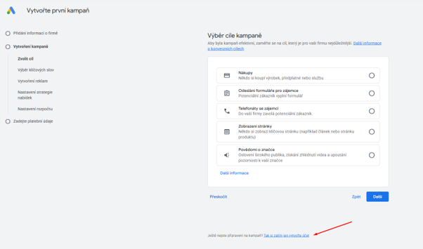 Založení účtu Google Ads 6
