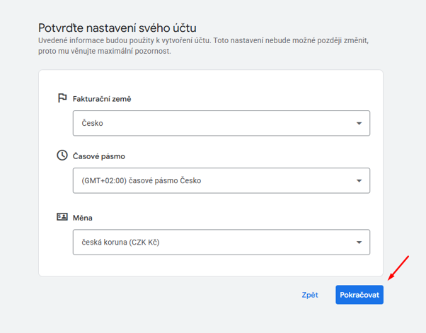 Založení účtu Google Ads 7