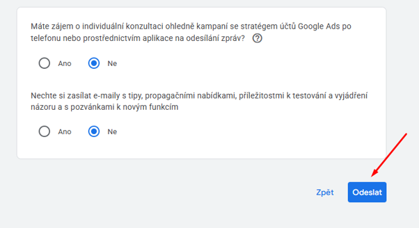 Založení účtu Google Ads 9